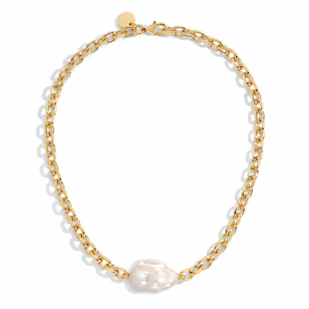 NEW EKLEXIC women's polly pearl necklace in gold